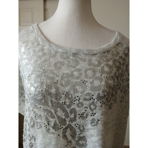 Chico's Womens Sweater Leopard Terrain Hailie High Low Top size 3 (XL ) - Picture 7 of 14